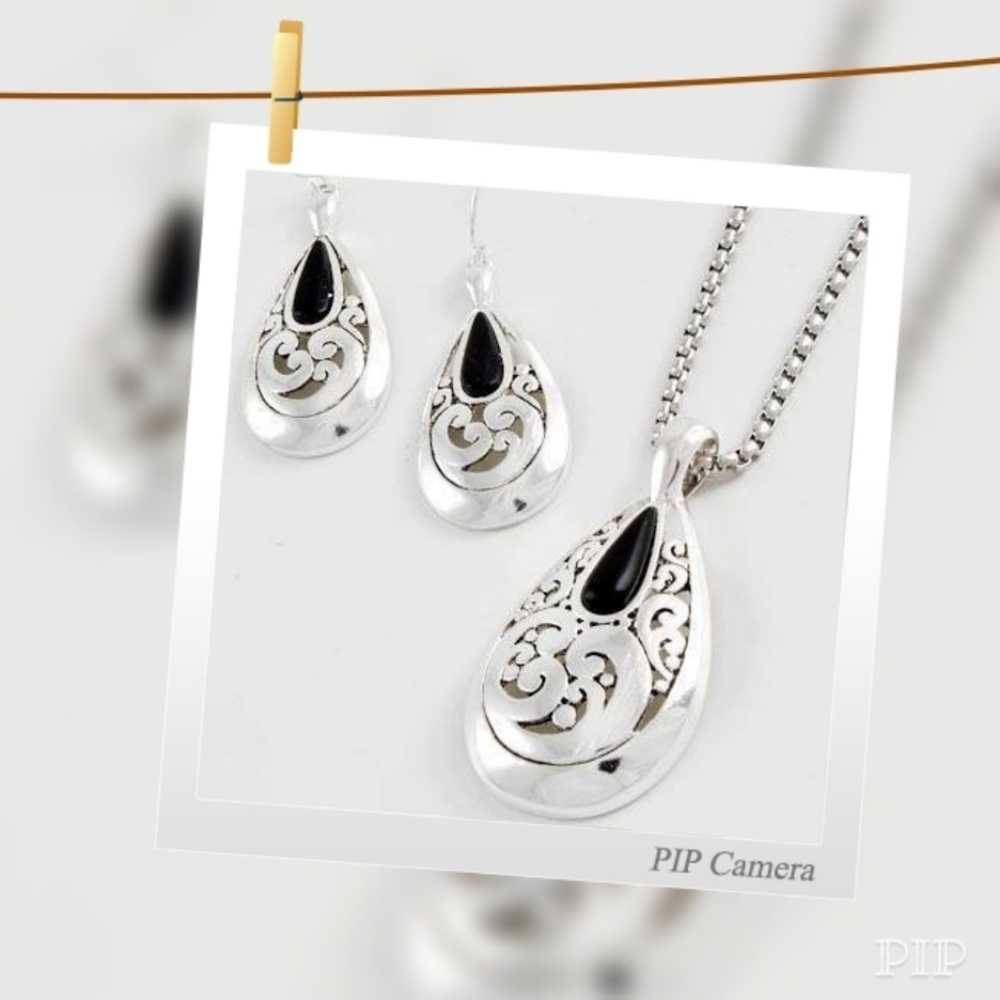 Black & Silver Teardrop Set